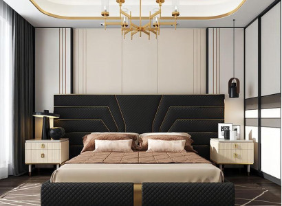 Designer Bed Beds Upholstered bed Metal Gold 180x200 Double bed